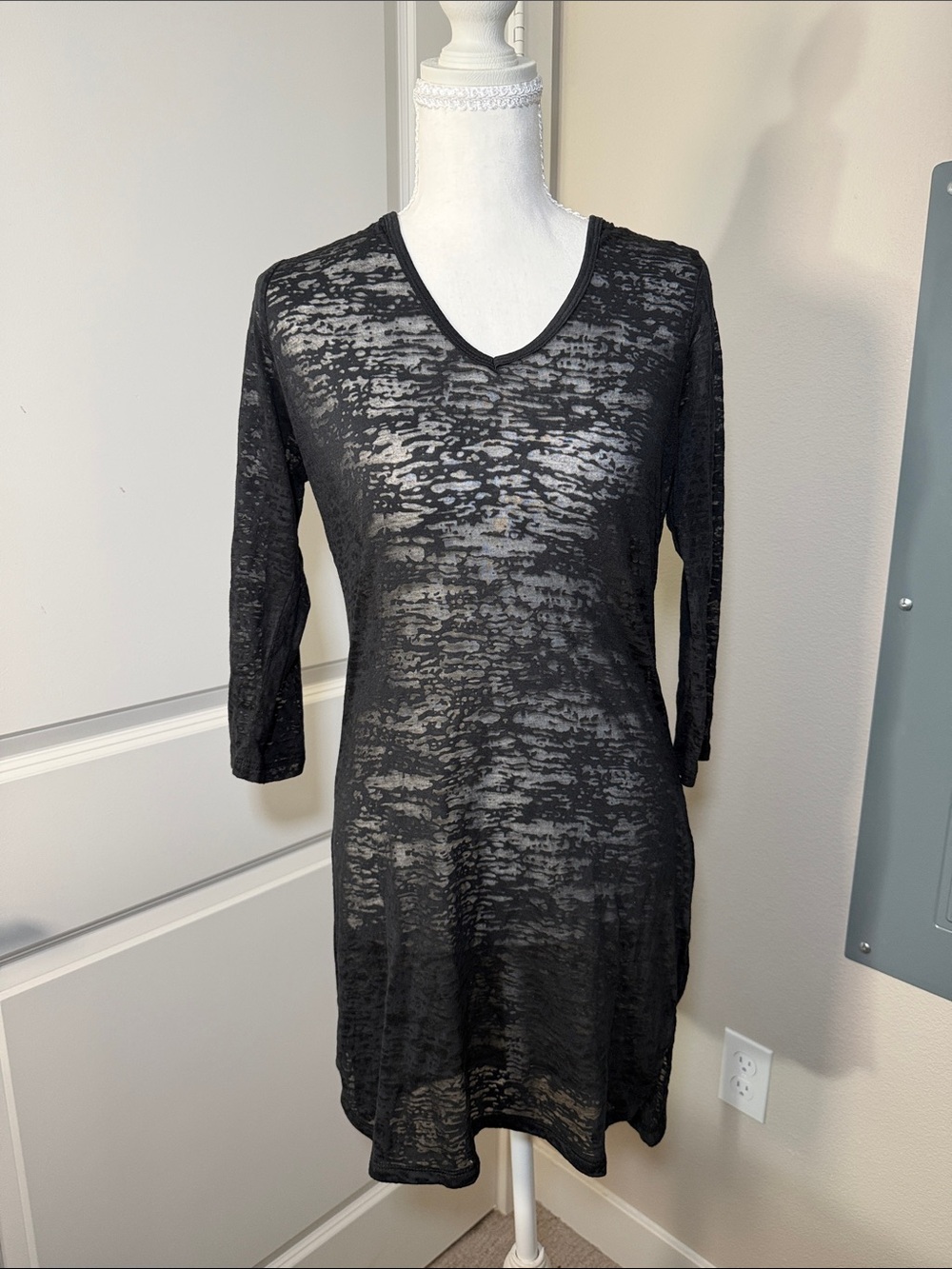 Balance Collection Black Sheer V-Neck Swim Coverup